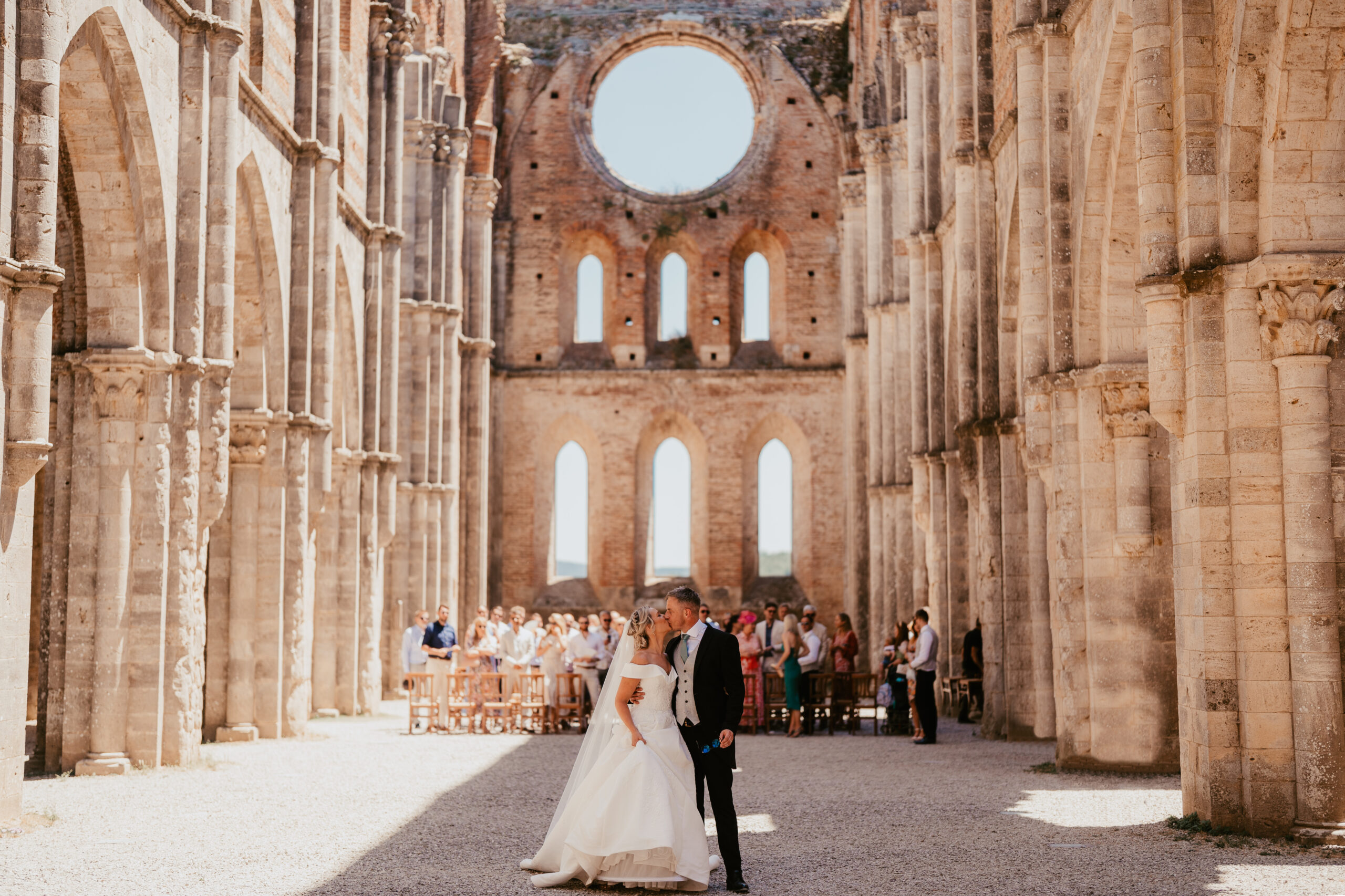 Just married Bride and Groom at San Galgano Abbey wedding
